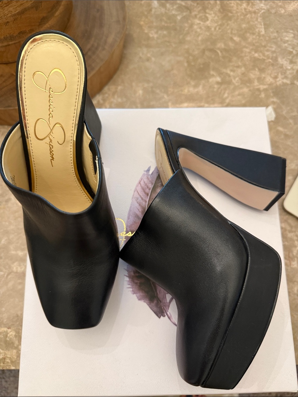 Jessica Simpson platform Hills size 8 1/2 black leather